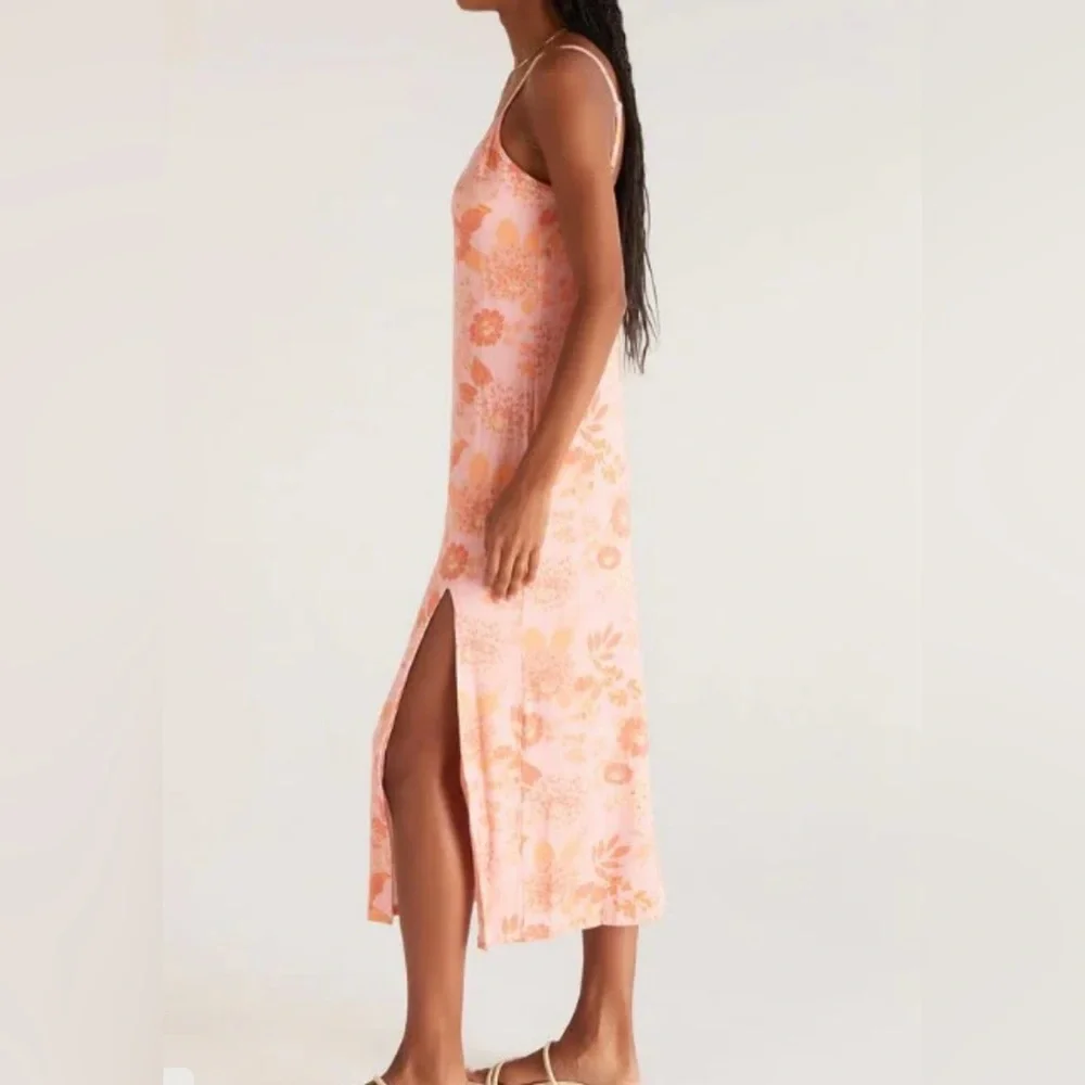 Z Supply Tank Style Midi Dress Floral Print Adjustable Straps Size L - Picture 2 of 8